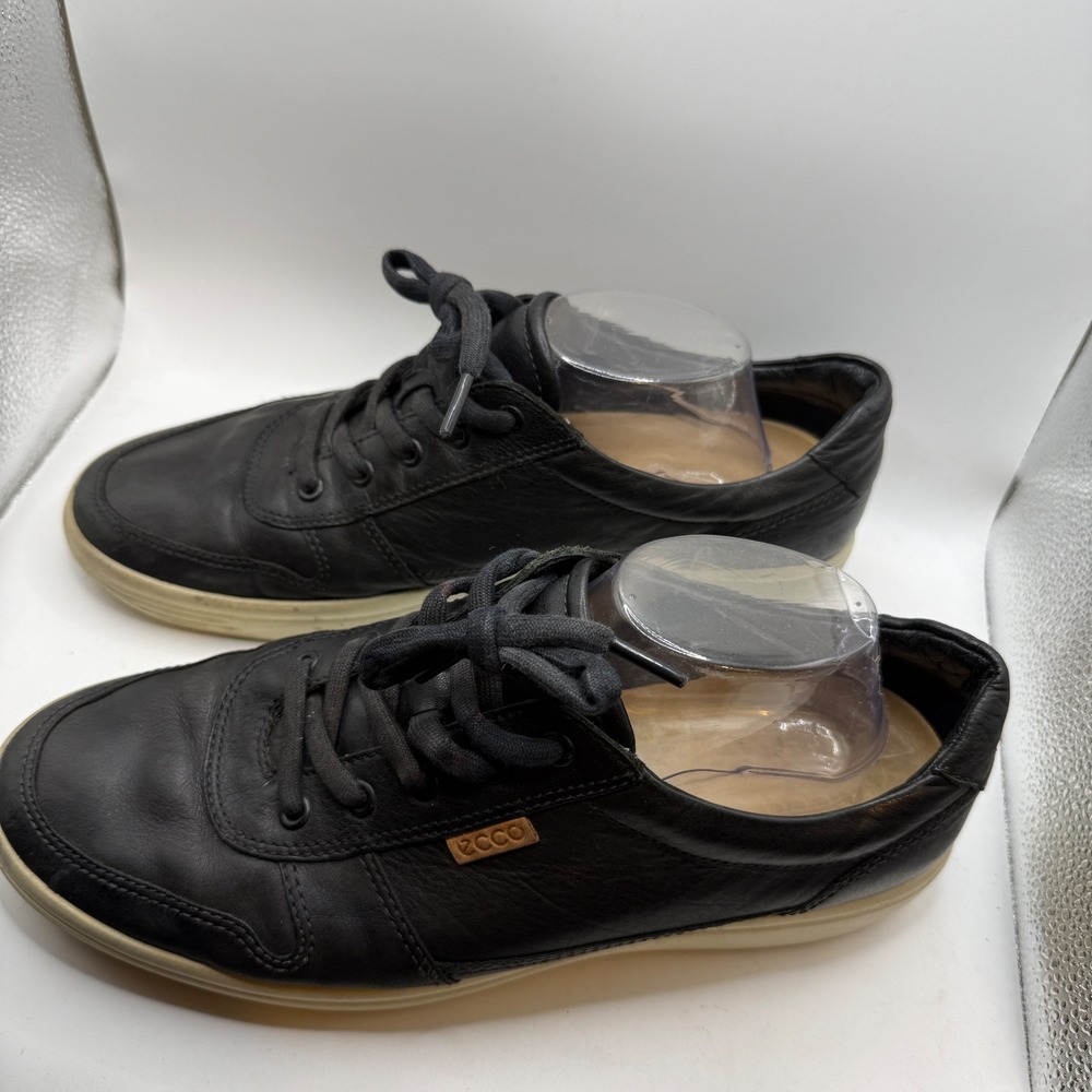 ECCO Soft 7 Mens Black Leather Low Top Sneakers Casual Lace Up Shoes